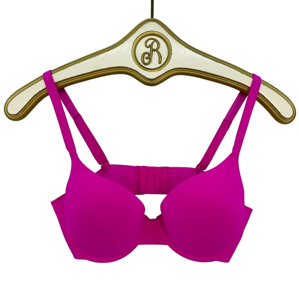 Juicy Couture Hot Pink Push Up Bra 34C Underwire Padded Barbie Sexy Lingerie
